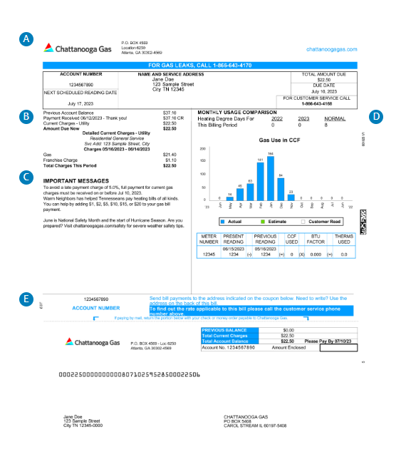 Factura de Chattanooga Gas